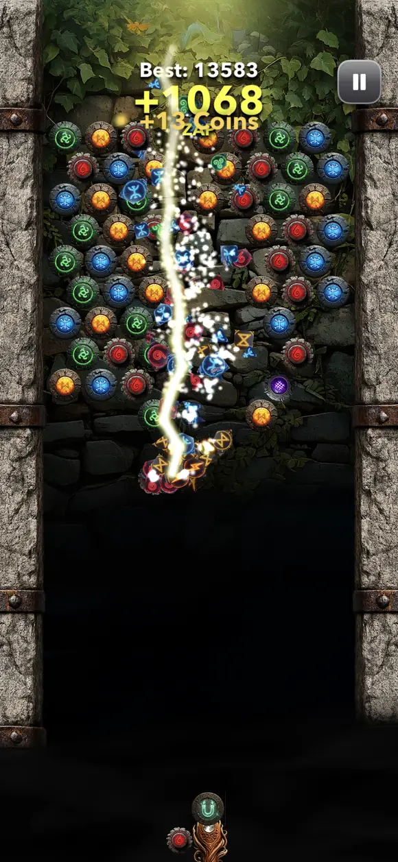 A lightning rune clearing an entire column